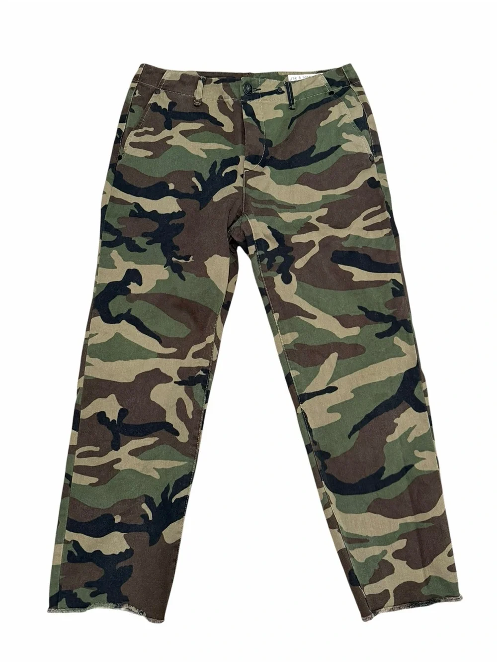 Rag & Bone Buckley Chino Camo Cropped Pants | Raw Hem | Size 28‎